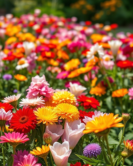 vibrant venue floral, fragrant display, blossoming, photorealistic, elegantly designed garden filled with colorful blooms, highly detailed, gentle breeze rustling petals, macro shot, vivid hues, natural sunlight, shot with a 85mm macro lens.